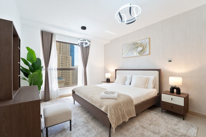 Bedroom 2, Elegant & Spacious 3-bedroom in JBR
