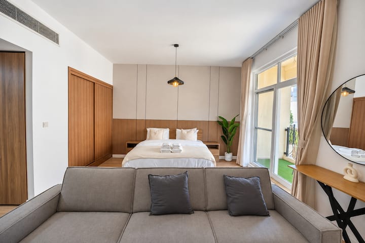 Bedroom area, Bright and Cozy | Studio in Motor City